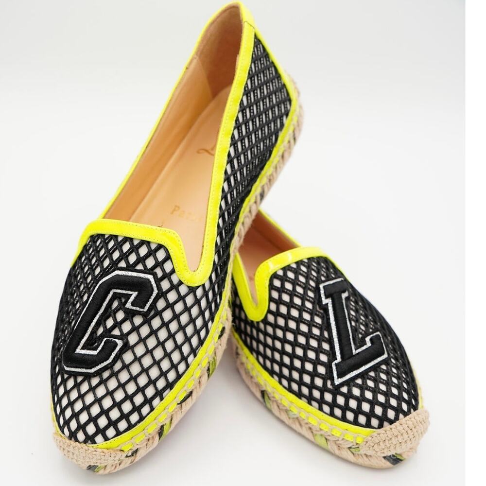 35 Christian Louboutin Printed Glitter Platform Espadrilles